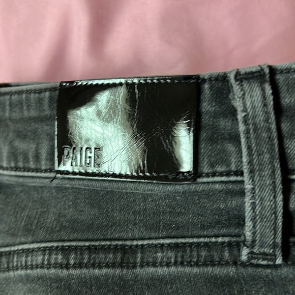 Paige Grey Black Cindy Raw Hem Straight Leg Jeans - Picture 3 of 5